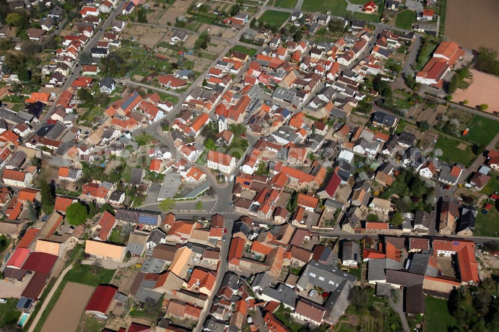 Siefersheim from above - Townscape of Siefersheim is a municipality in the district Alzey-Worms in Rhineland-Palatinate