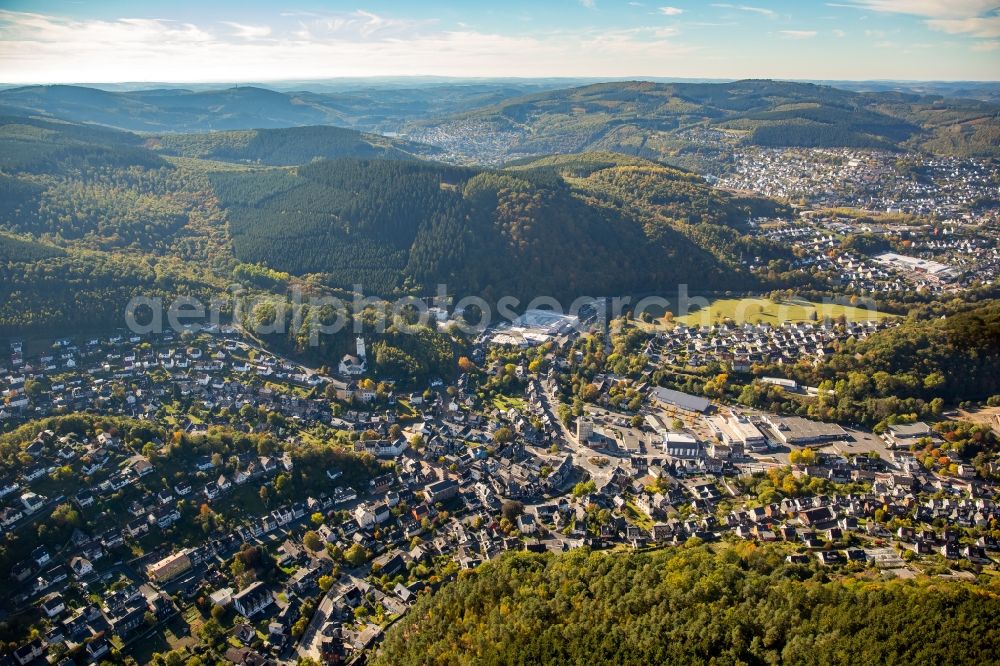 Aerial photograph Siegen - Town View of the streets and houses of the residential areas in Siegen in the state North Rhine-Westphalia