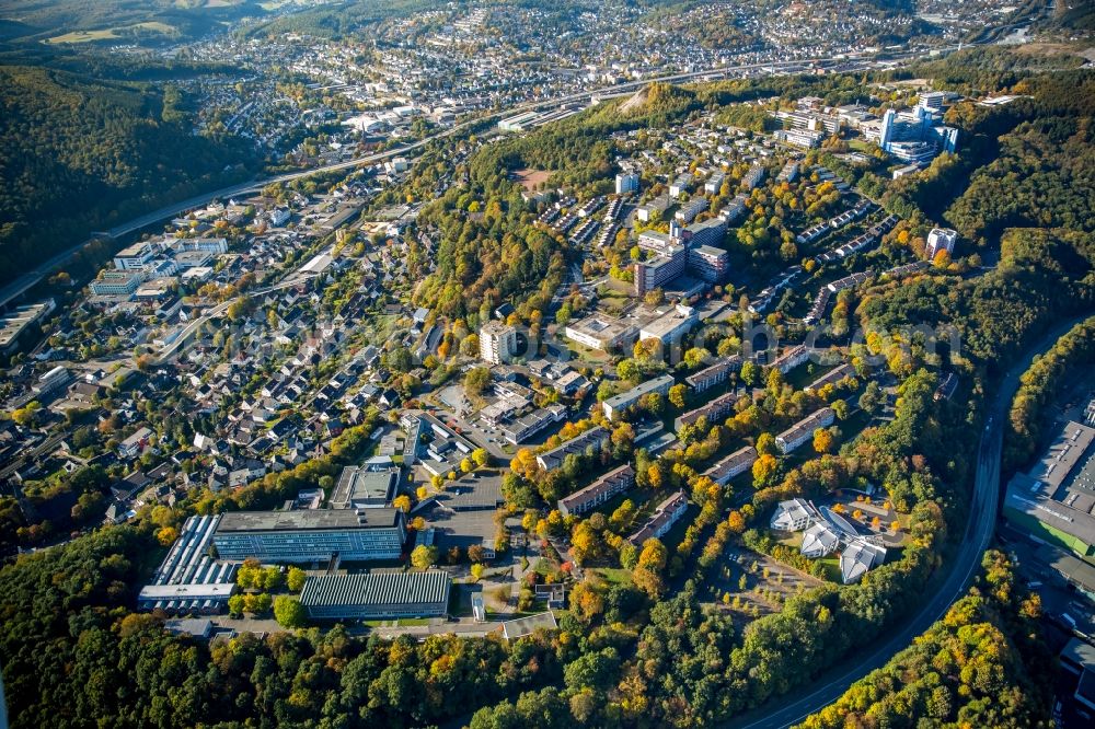 Aerial photograph Siegen - Town View of the streets and houses of the residential areas in Siegen in the state North Rhine-Westphalia