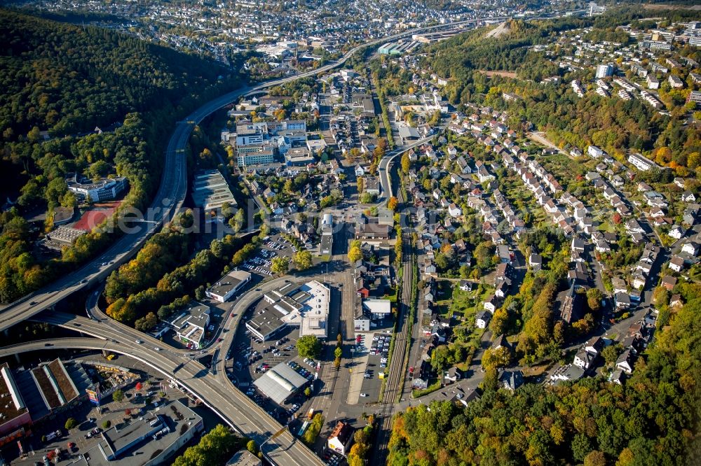 Aerial photograph Siegen - Town View of the streets and houses of the residential areas in Siegen in the state North Rhine-Westphalia. You can see the Haardter mountian the university Siegen and the federal roads B 62 and B 54