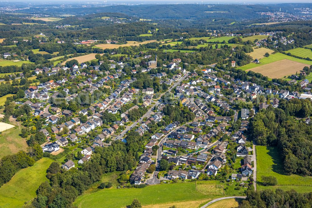 Silschede from above - Town View of the streets and houses of the residential areas in Silschede in the state North Rhine-Westphalia, Germany