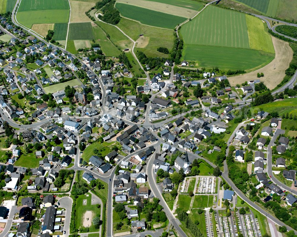 Aerial image Sohren - Town View of the streets and houses of the residential areas in Sohren in the state Rhineland-Palatinate, Germany