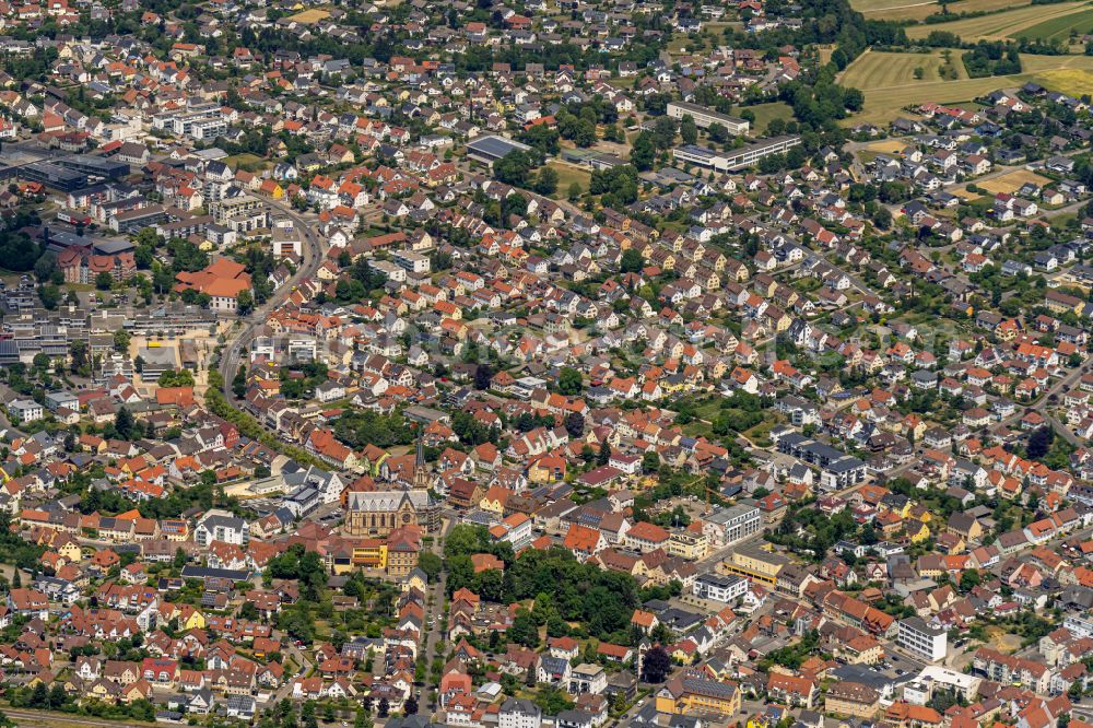 Spaichingen from the bird's eye view: Town View of the streets and houses of the residential areas in Spaichingen in the state Baden-Wuerttemberg, Germany