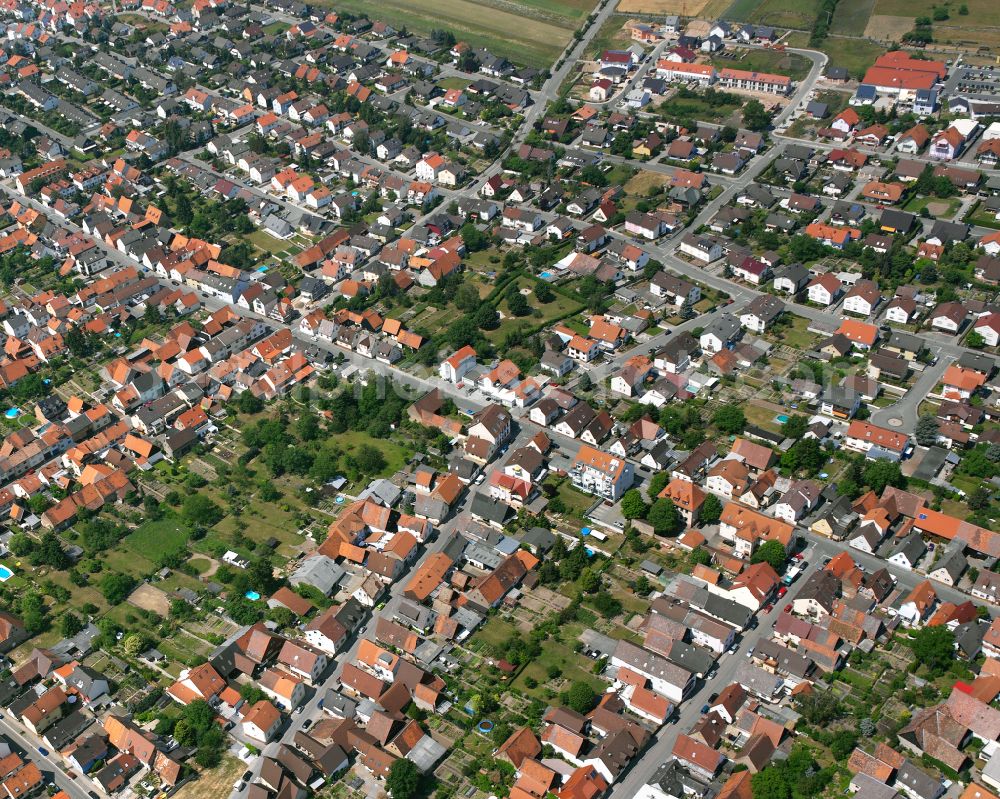 Aerial image Spöck - Town View of the streets and houses of the residential areas in Spöck in the state Baden-Wuerttemberg, Germany