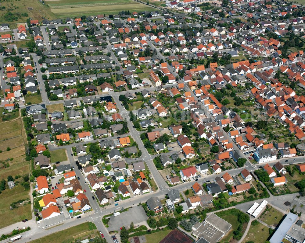 Aerial photograph Spöck - Town View of the streets and houses of the residential areas in Spöck in the state Baden-Wuerttemberg, Germany