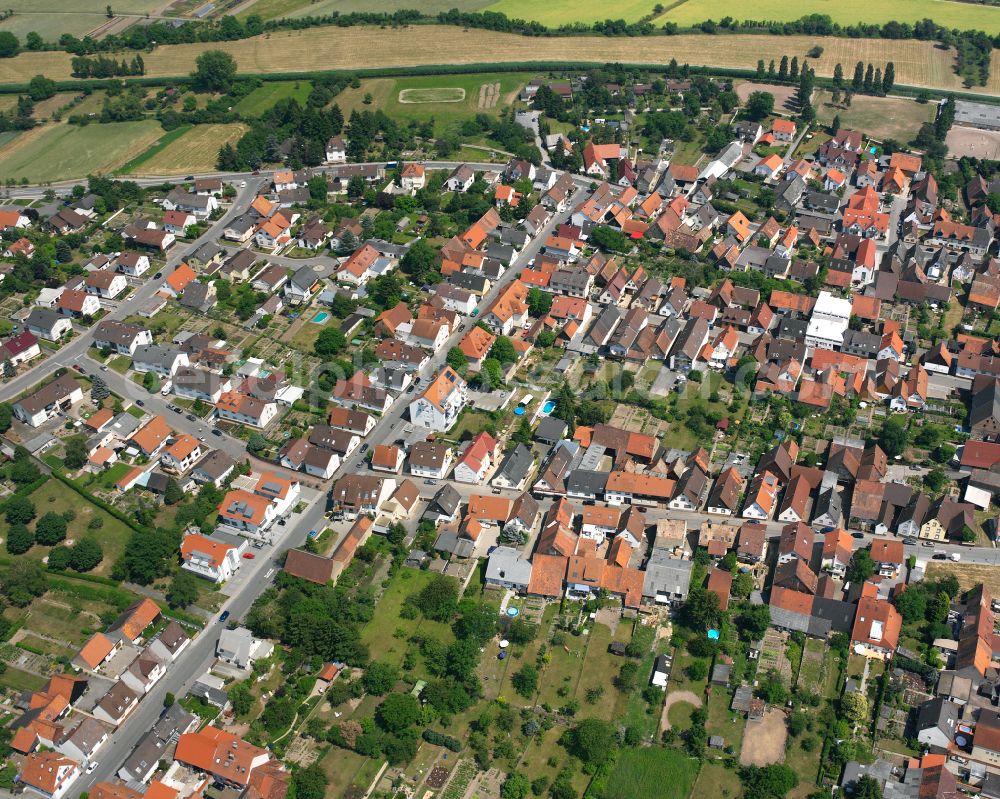 Spöck from above - Town View of the streets and houses of the residential areas in Spöck in the state Baden-Wuerttemberg, Germany