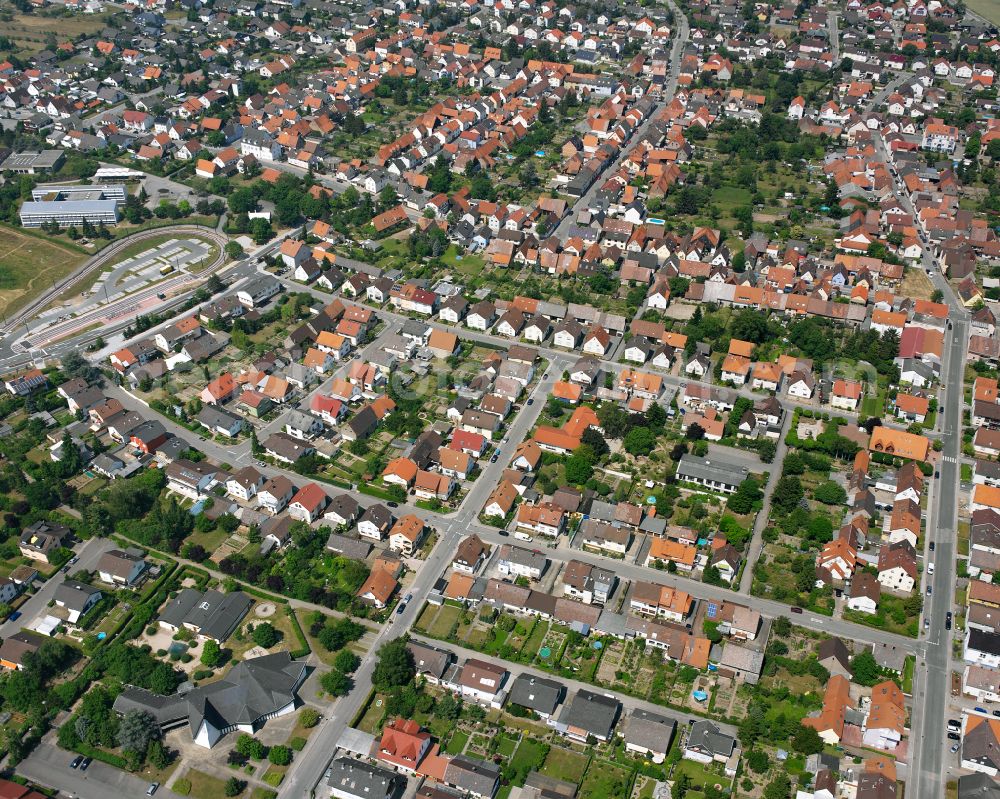 Aerial image Spöck - Town View of the streets and houses of the residential areas in Spöck in the state Baden-Wuerttemberg, Germany