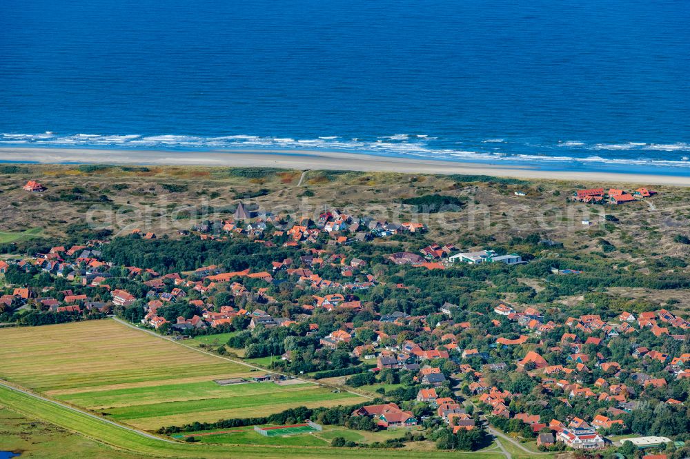 Spiekeroog from above - City view on Spiekeroog in the state Lower Saxony, Germany