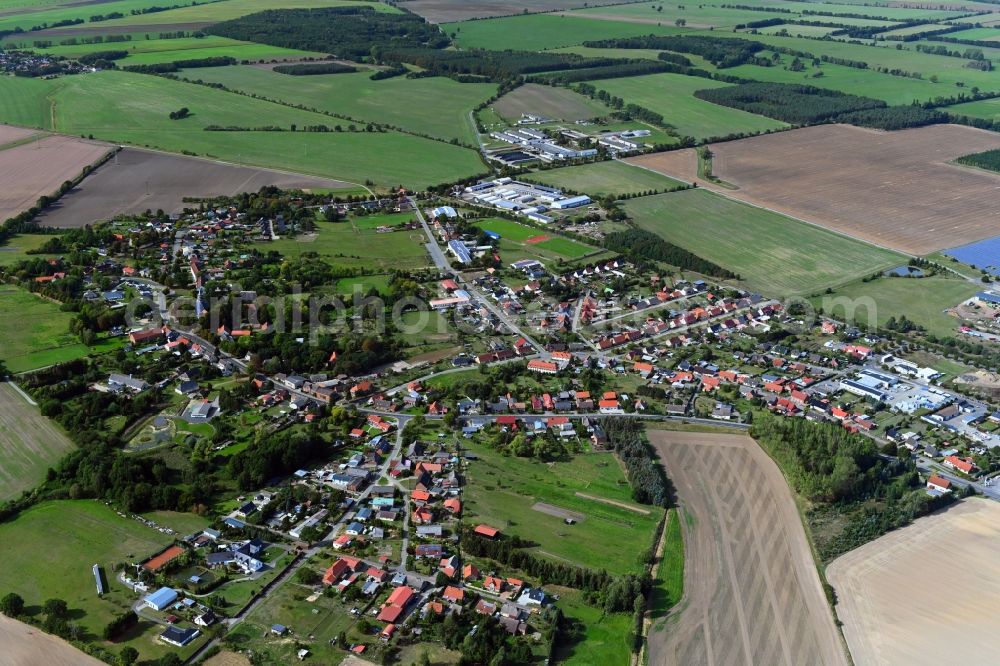 Aerial photograph Spornitz - Town View of the streets and houses of the residential areas in Spornitz in the state Mecklenburg - Western Pomerania, Germany