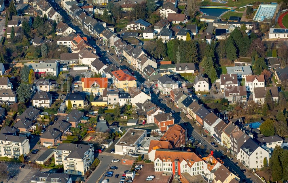 Sprockhövel from above - Town View of the streets and houses of the residential areas on Wuppertaler Strasse in Sprockhoevel in the state North Rhine-Westphalia