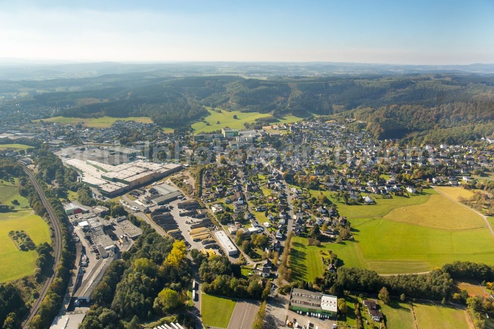 Kreuztal from the bird's eye view: Town View of the streets and houses of the residential areas of the district Krombach in Kreuztal in the state North Rhine-Westphalia