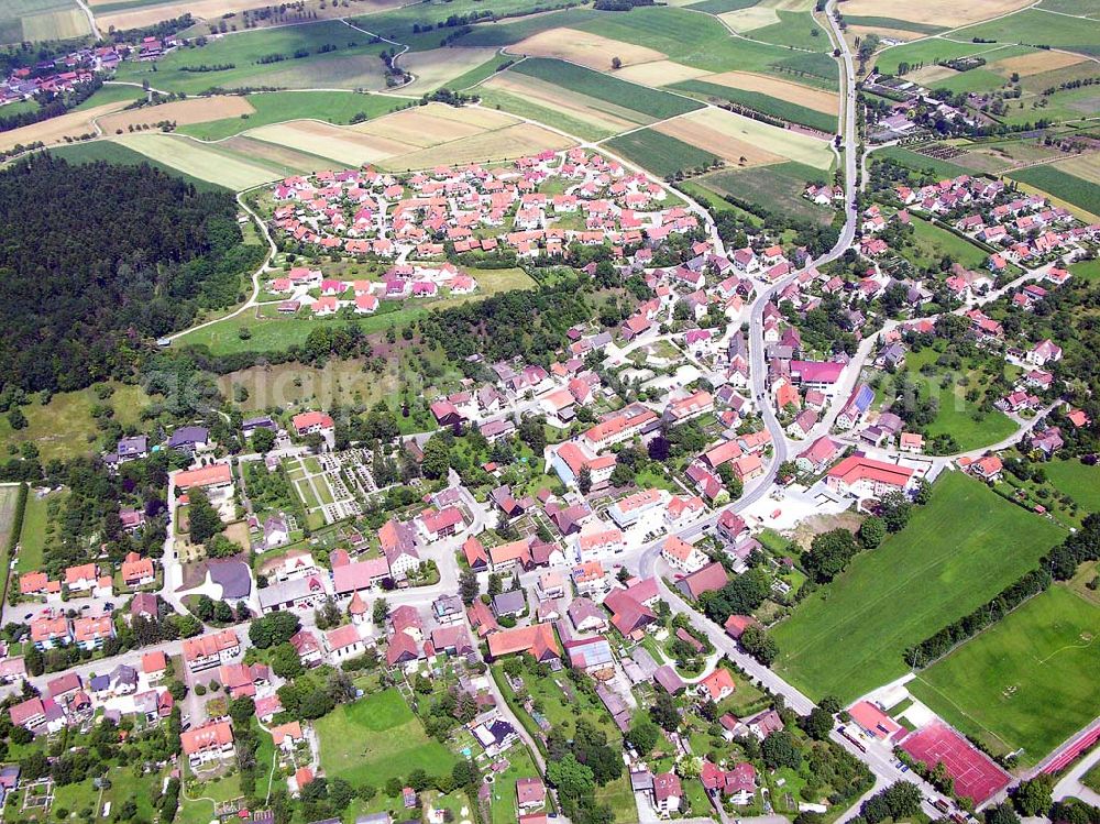 Aerial image Gründelhardt (zu Frankenhardt) / Baden-Württemberg - Ortsansicht mit Stadtzentrum