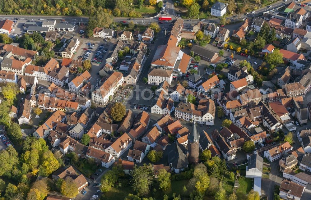 Aerial image Ottweiler - Local view of the city center and downtown Ottweiler in Saarland