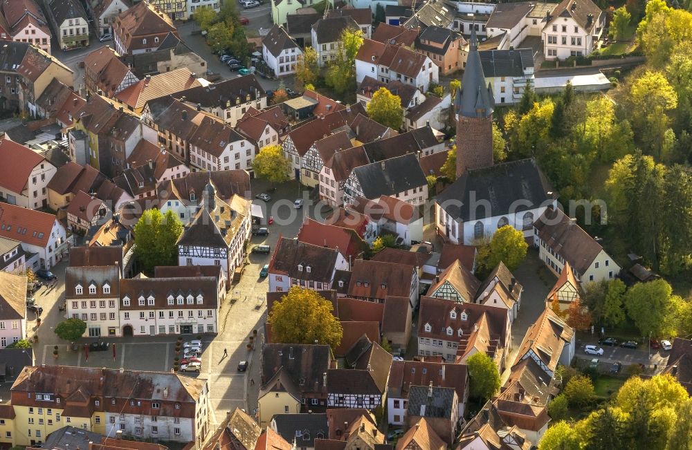 Aerial image Ottweiler - Local view of the city center and downtown Ottweiler in Saarland