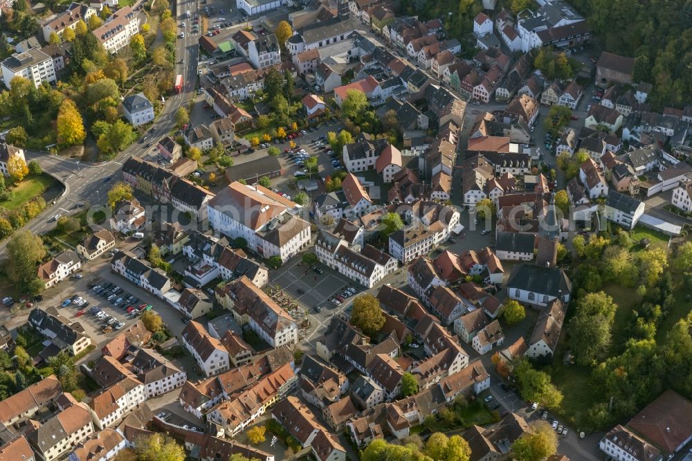 Ottweiler from the bird's eye view: Local view of the city center and downtown Ottweiler in Saarland