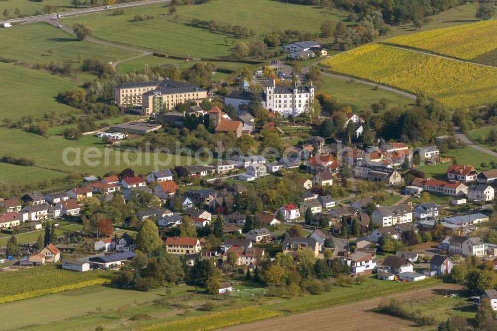 Aerial image Perl OT Nennig - Local view of the city center with the castle hill in Perl- Nennig in Saarland