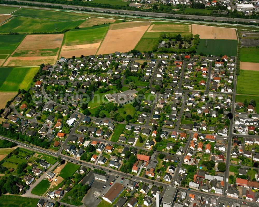 Aerial image Staffel - Town View of the streets and houses of the residential areas in Staffel in the state Hesse, Germany