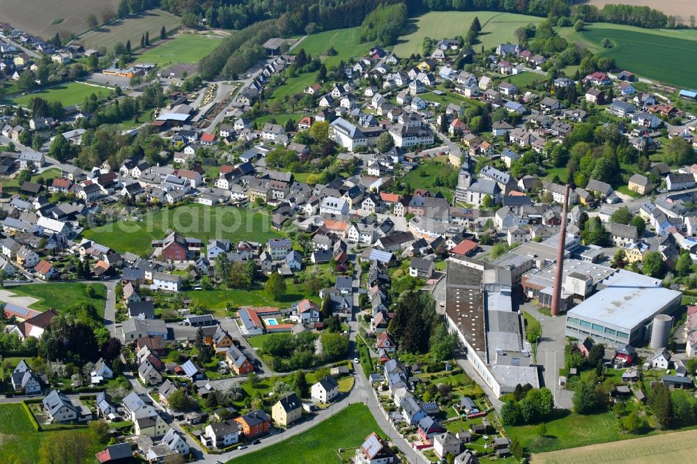 Aerial image Stammbach - Town View of the streets and houses of the residential areas in Stammbach in the state Bavaria, Germany