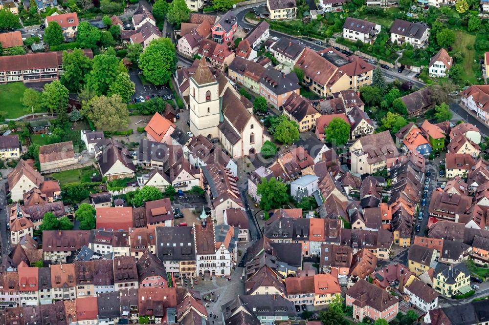 Staufen im Breisgau from above - Town View of the streets and houses of the residential areas in Staufen im Breisgau in the state Baden-Wurttemberg