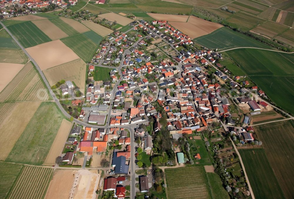 Stein-Bockenheim from the bird's eye view: Townscape of Stein- Bockenheim is a municipality in the district Alzey-Worms in Rhineland-Palatinate