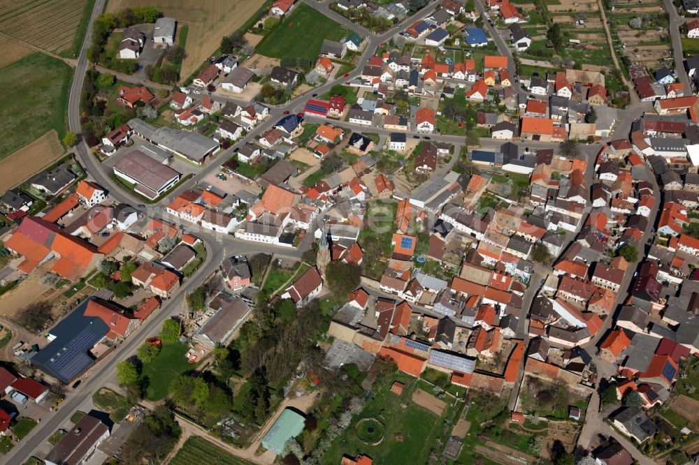 Aerial image Stein-Bockenheim - Townscape of Stein- Bockenheim is a municipality in the district Alzey-Worms in Rhineland-Palatinate