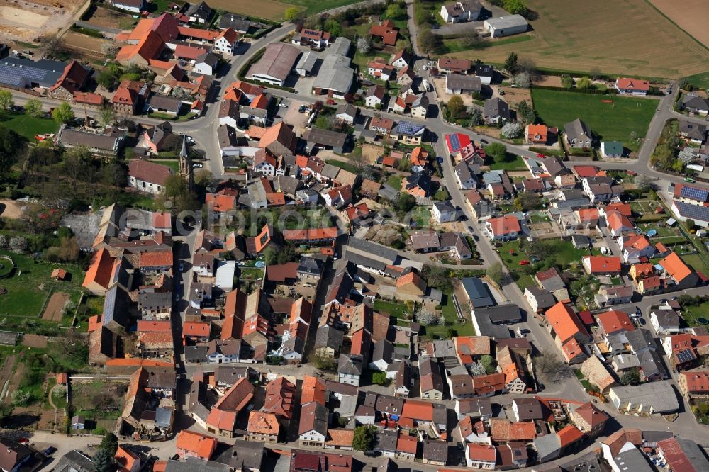 Stein-Bockenheim from above - Townscape of Stein- Bockenheim is a municipality in the district Alzey-Worms in Rhineland-Palatinate