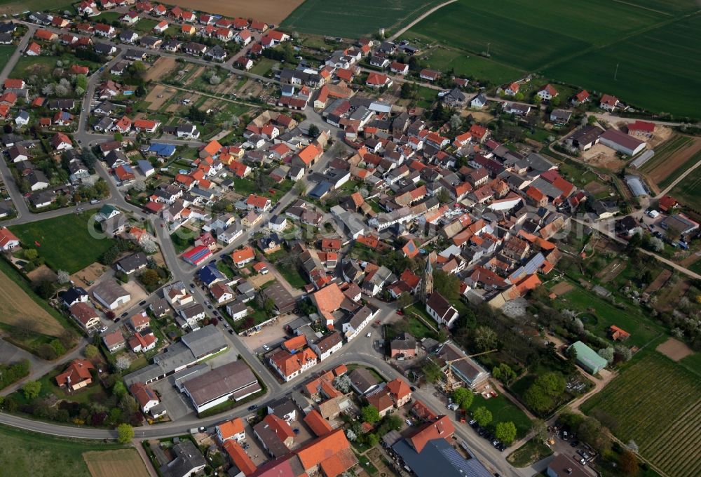 Stein-Bockenheim from the bird's eye view: Townscape of Stein- Bockenheim is a municipality in the district Alzey-Worms in Rhineland-Palatinate