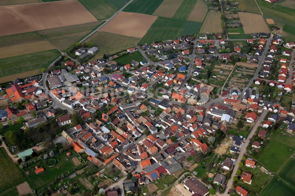 Stein-Bockenheim from above - Townscape of Stein- Bockenheim is a municipality in the district Alzey-Worms in Rhineland-Palatinate