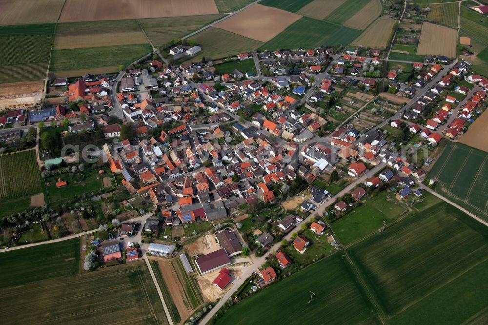 Stein-Bockenheim from the bird's eye view: Townscape of Stein- Bockenheim is a municipality in the district Alzey-Worms in Rhineland-Palatinate