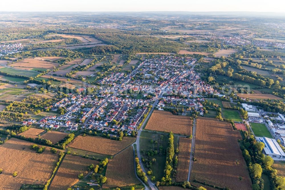 Aerial image Stettfeld - Town View of the streets and houses of the residential areas in Stettfeld in the state Baden-Wurttemberg, Germany