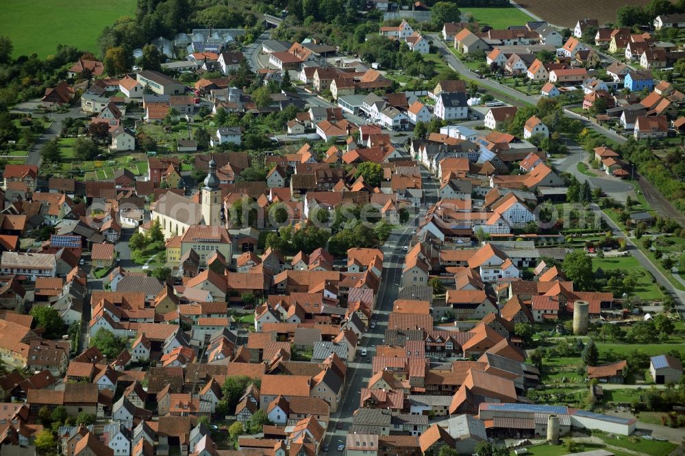 Stockheim from the bird's eye view: Town View of the streets and houses of the residential areas in Stockheim in the state Bavaria