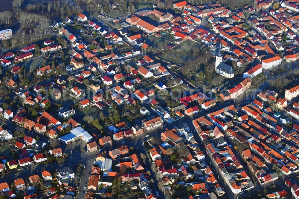 Aerial image Stotternheim - Town View of the streets and houses of the residential areas in Stotternheim in the state Thuringia, Germany