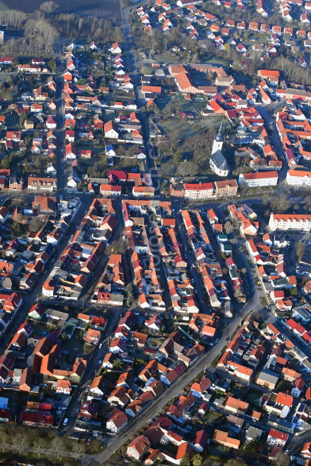 Stotternheim from the bird's eye view: Town View of the streets and houses of the residential areas in Stotternheim in the state Thuringia, Germany