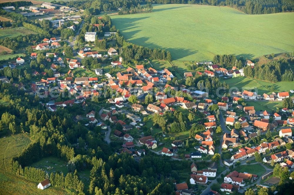 Aerial photograph Straßberg - Town View of the streets and houses of the residential areas in Strassberg in the state Saxony-Anhalt, Germany