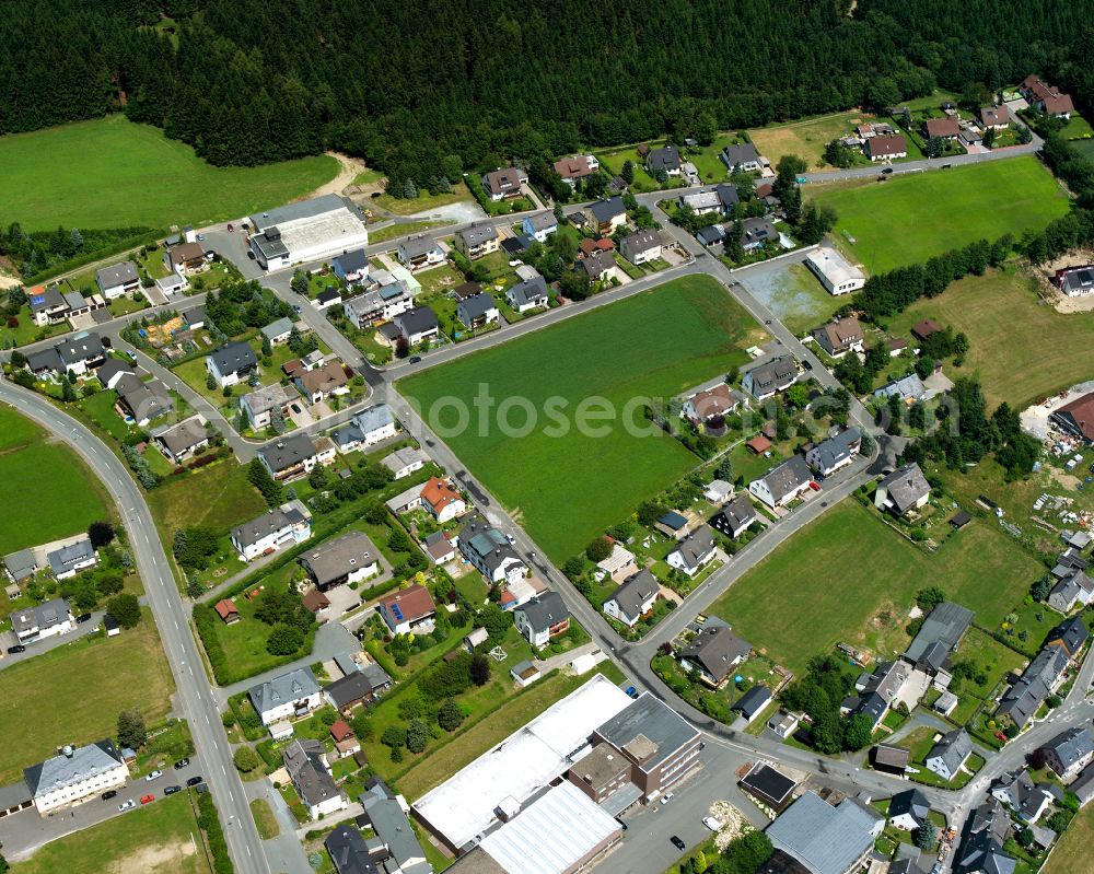 Straßdorf from above - Town View of the streets and houses of the residential areas in Straßdorf in the state Bavaria, Germany