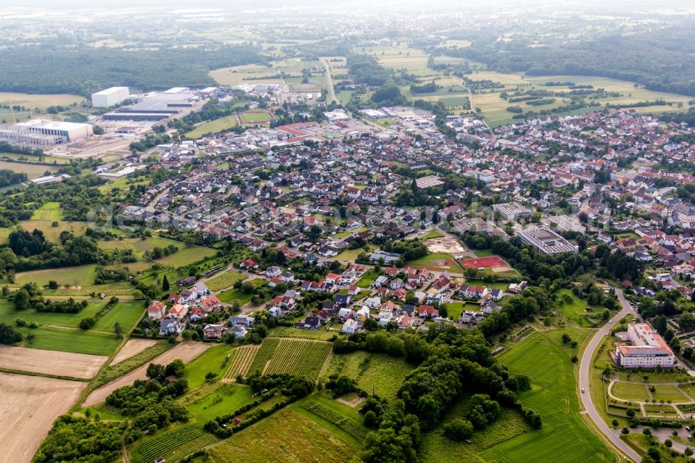 Aerial photograph Östringen - Town View of the streets and houses of the residential areas in Oestringen in the state Baden-Wuerttemberg, Germany