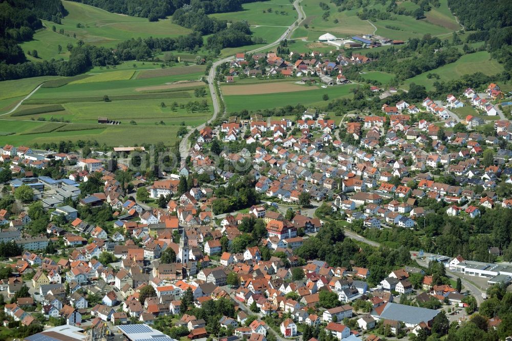 Sulzbach an der Murr from the bird's eye view: Town View of the streets and houses of the residential areas in Sulzbach an der Murr in the state Baden-Wuerttemberg