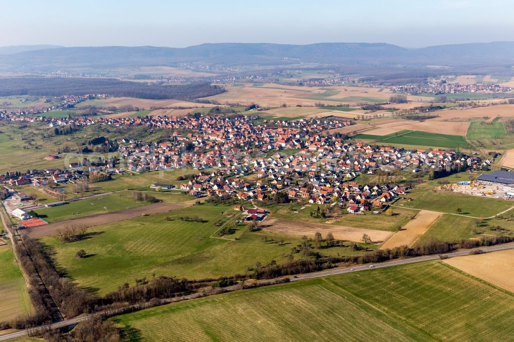 Aerial photograph Surbourg - Town View of the streets and houses of the residential areas in Surbourg in Grand Est, France