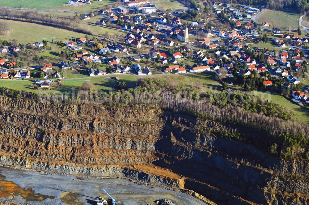 Aerial image Oßling - Town View of the streets and houses of the residential areas in Ossling in the state Saxony, Germany