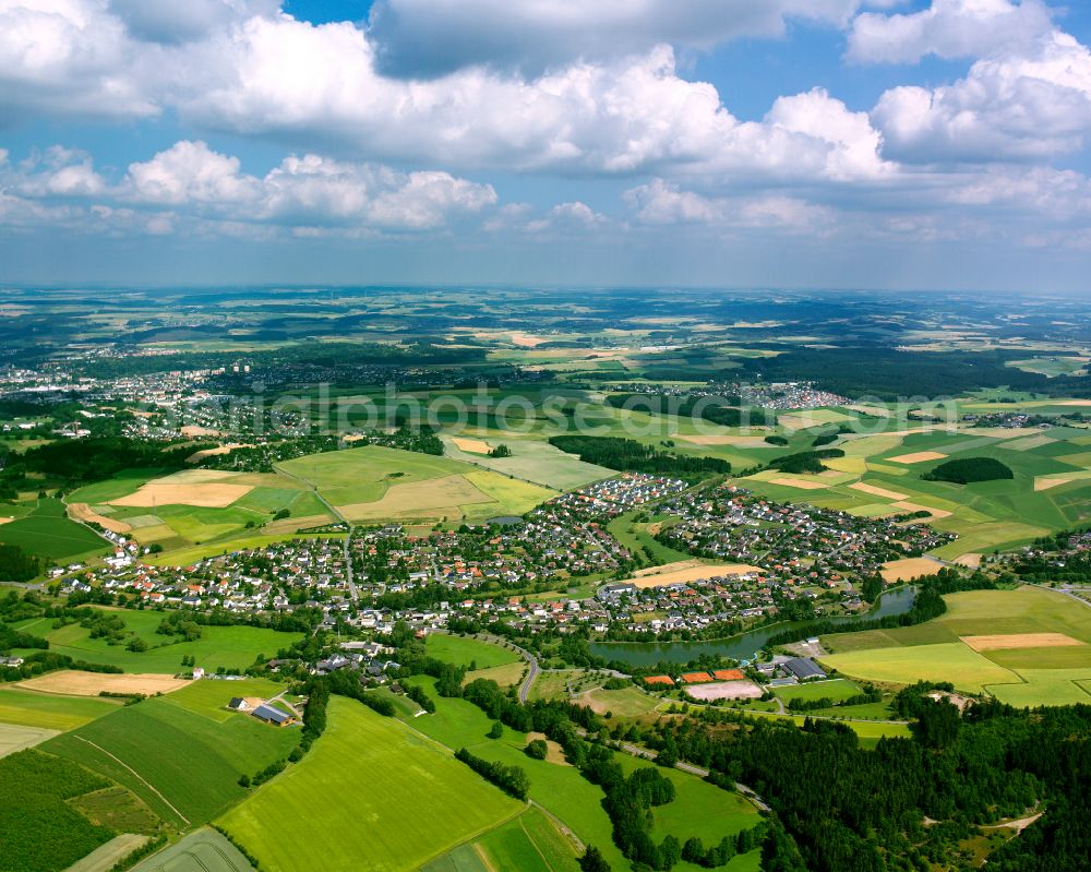 Aerial image Tauperlitz - Town View of the streets and houses of the residential areas in Tauperlitz in the state Bavaria, Germany