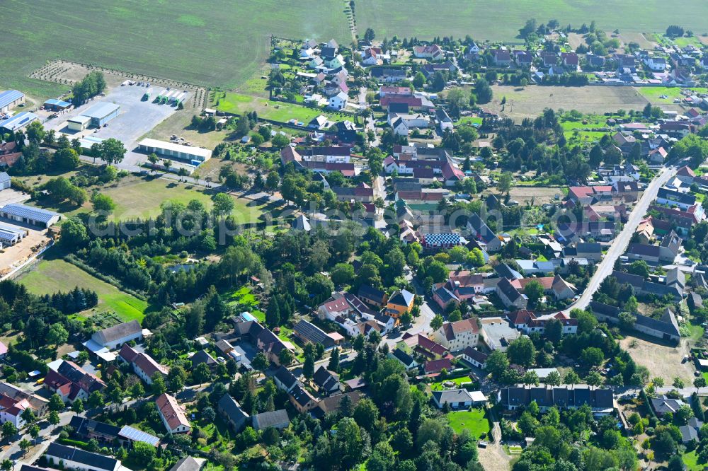 Aerial image Tettau - Town View of the streets and houses of the residential areas in Tettau in the state Brandenburg, Germany