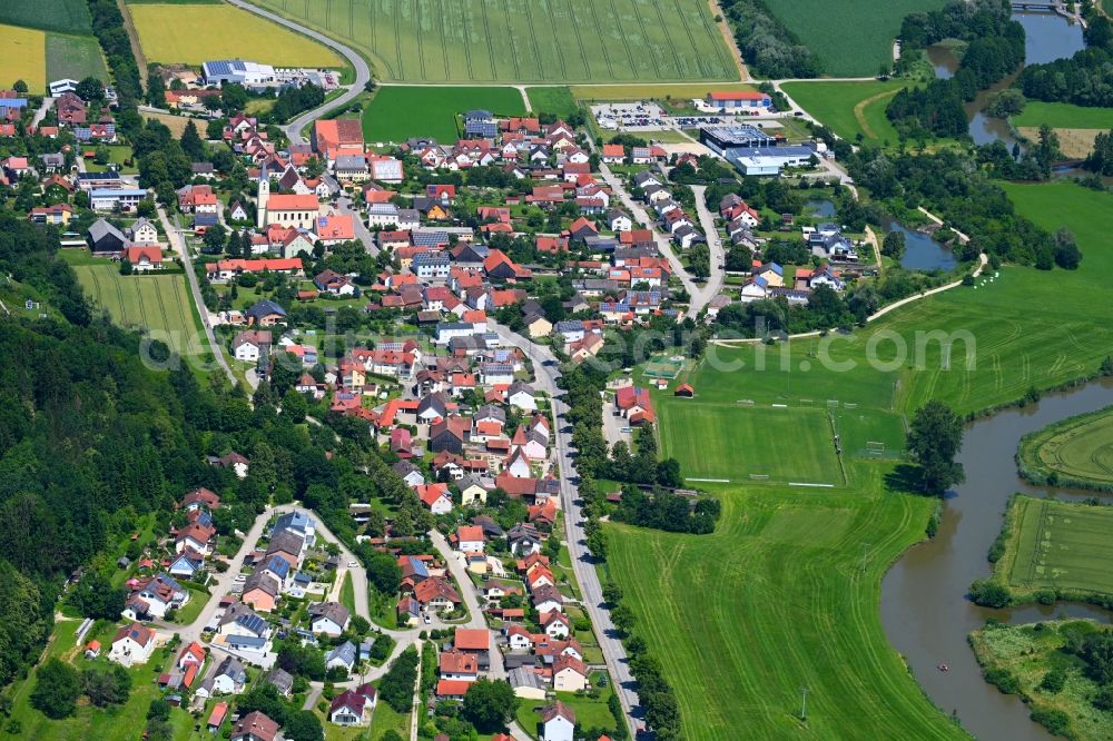 Aerial image Töging - Town View of the streets and houses of the residential areas in Toeging in the state Bavaria, Germany