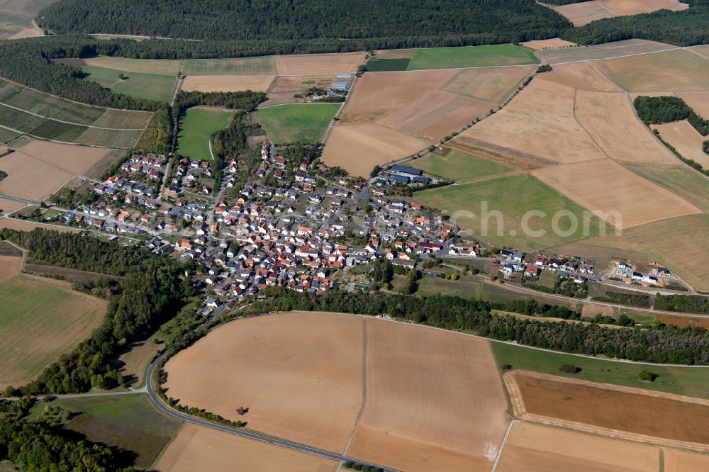 Tiefenthal from the bird's eye view: Town View of the streets and houses of the residential areas in Tiefenthal in the state Bavaria, Germany