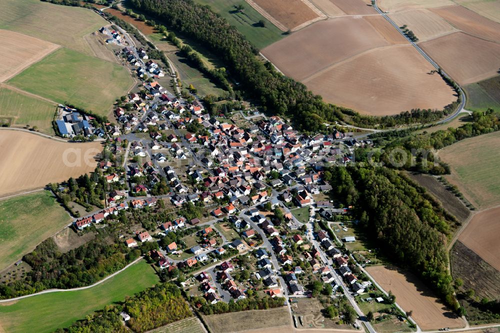 Aerial image Tiefenthal - Town View of the streets and houses of the residential areas in Tiefenthal in the state Bavaria, Germany