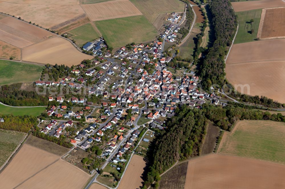 Tiefenthal from the bird's eye view: Town View of the streets and houses of the residential areas in Tiefenthal in the state Bavaria, Germany