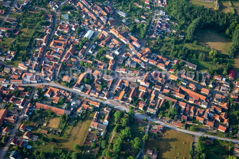 Tilleda from above - Town View of the streets and houses in Tilleda in the state Saxony-Anhalt, Germany