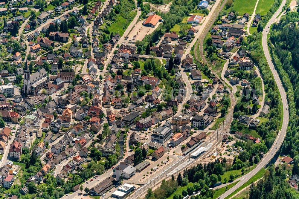 Aerial image Titisee-Neustadt - Town View of the streets and houses of the residential areas in Titisee-Neustadt in the state Baden-Wurttemberg, Germany