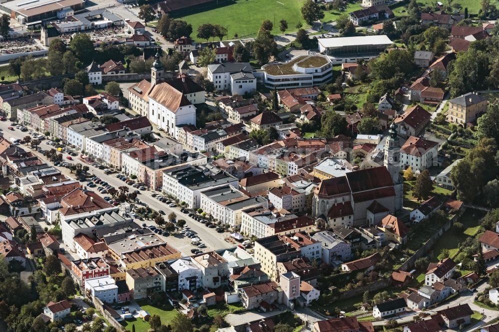 Aerial image Tittmoning - Town View of the streets and houses of the residential areas in Tittmoning in the state Bavaria, Germany