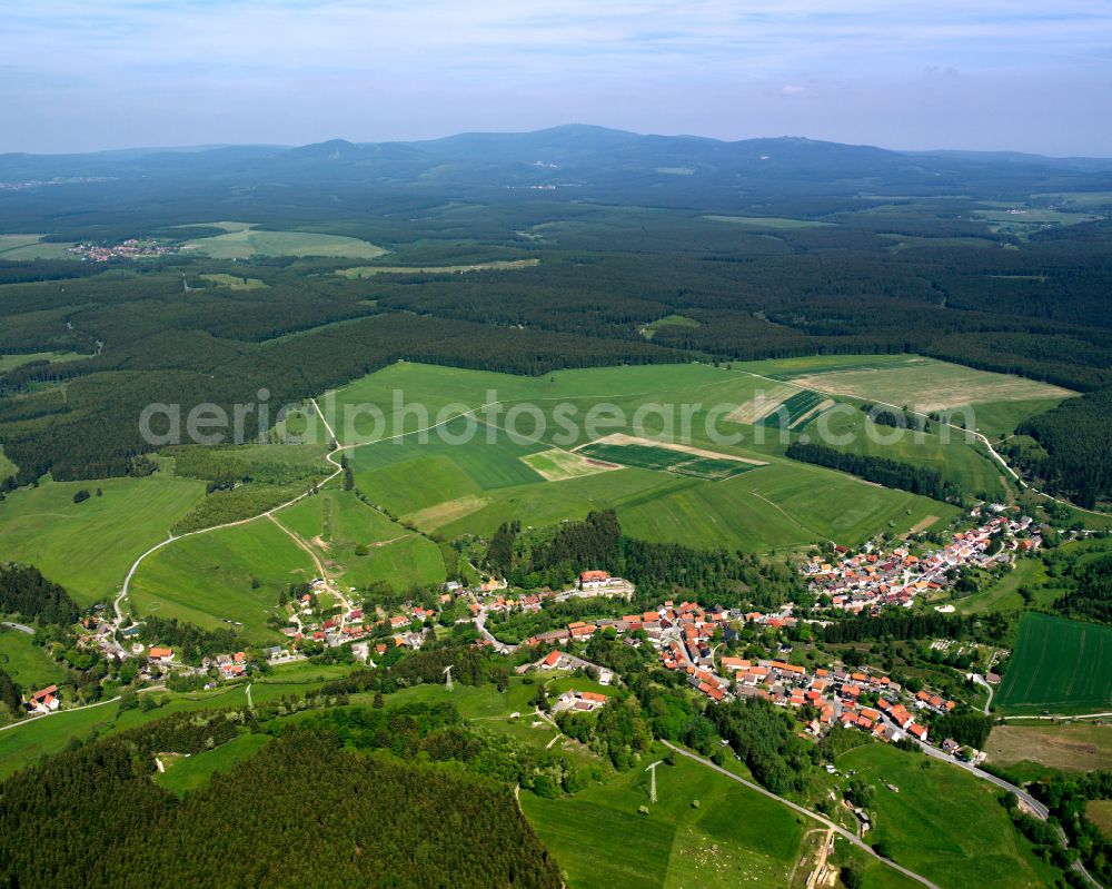 Trautenstein from the bird's eye view: Town View of the streets and houses of the residential areas in Trautenstein in the state Saxony-Anhalt, Germany