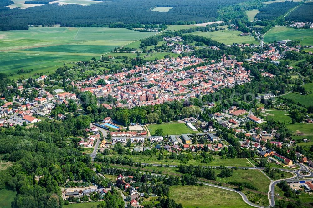 Treuenbrietzen from above - Town View of the streets and houses of the residential areas in Treuenbrietzen in the state Brandenburg